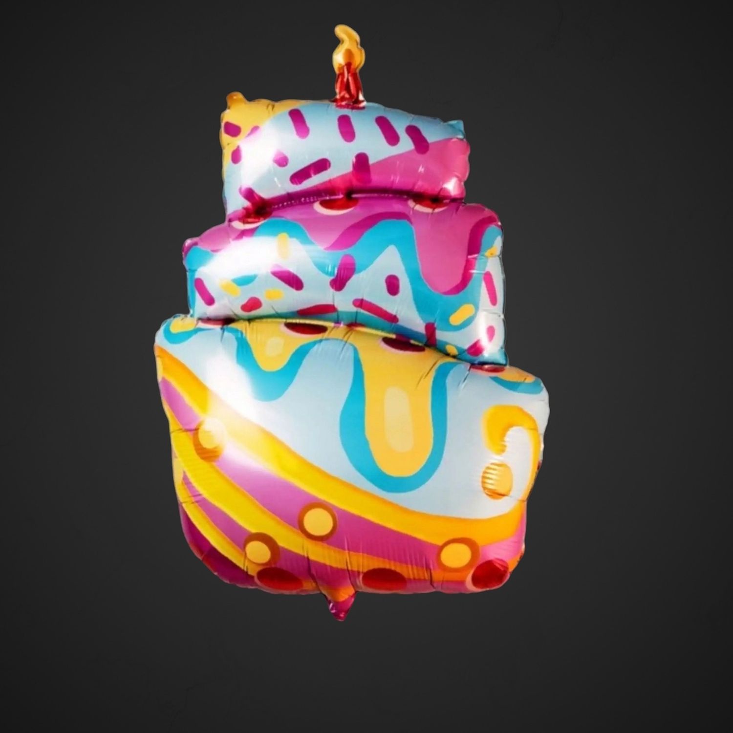 Большой разноцветный фольгированный шар в виде торта со свечой, 87 см. Купите с доставкой в Аксае.