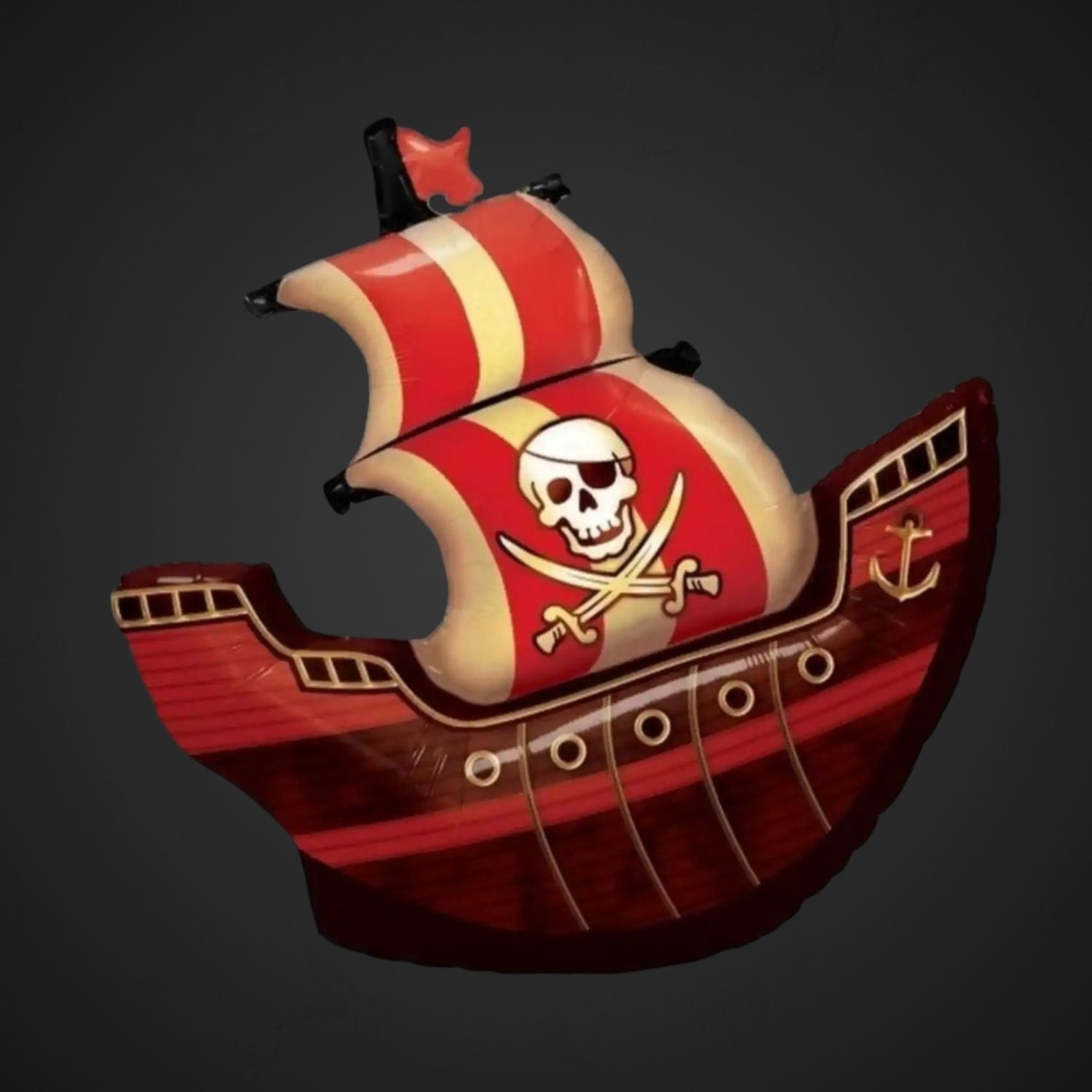 Фольгированный шар 'Пиратский корабль' 102 см, идеальный для праздников, доставка по Аксаю, покупайте сейчас!